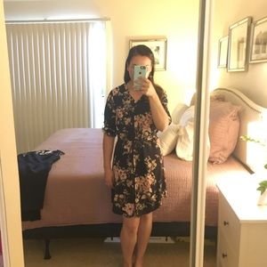 Navy/ Floral Shirt Dress